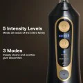 Bitvae - Воден флосър (C6) - По-голям размер 300 мл, с 6 дюзи, 3 режима, 5 интензитета, презареждащ се - Черен/Златен