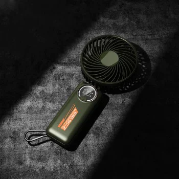 Techsuit - Премиум мини ръчен вентилатор (Z8) - с LED дигитален дисплей, USB-C презареждаем, 3 скорости на вятъра, 2A, 3600mAh - бял