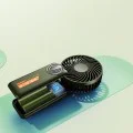 Techsuit - Премиум мини ръчен вентилатор (Z8) - с LED дигитален дисплей, USB-C презареждаем, 3 скорости на вятъра, 2A, 3600mAh - зелен