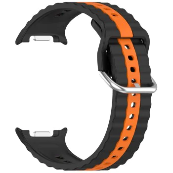 Каишка за Samsung Galaxy Watch8 40mm/Watch8 44mm/Watch8 Classic - Techsuit - Каишка за часовник (W078) - Черен / Оранжев
