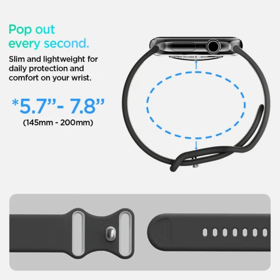 Каишка за Apple Watch 1/2/3/4/5/6/7/8/9/10/SE/SE 2/Ultra/Ultra 2 (42/44/45/46/49mm) - Spigen - Nano Pop - Черен