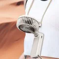 Techsuit - Премиум мини ръчен вентилатор (Z8) - с LED дигитален дисплей, USB-C презареждаем, 3 скорости на вятъра, 2A, 3600mAh - бежов