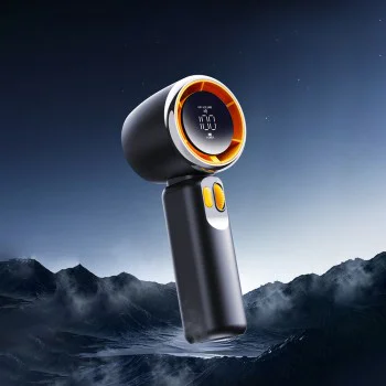 Techsuit - Преносим мини вентилатор Premium (Z11) - с LED дигитален дисплей, USB-C презареждаем, 100 скорости на вятъра - бял