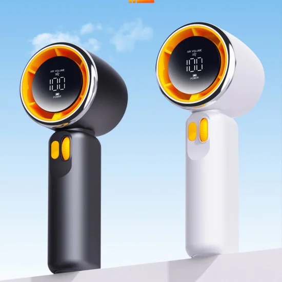 Techsuit - Преносим мини вентилатор Premium (Z11) - с LED дигитален дисплей, USB-C презареждаем, 100 скорости на вятъра - бял