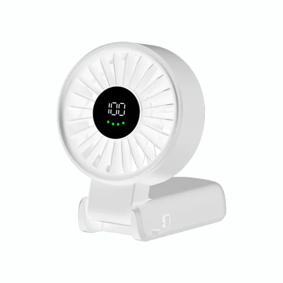Techsuit - Премиум мини ръчен вентилатор (A10) - с LED дигитален дисплей, USB-C презареждаем, 100 скорости на вятъра, 5400 об/мин - бял