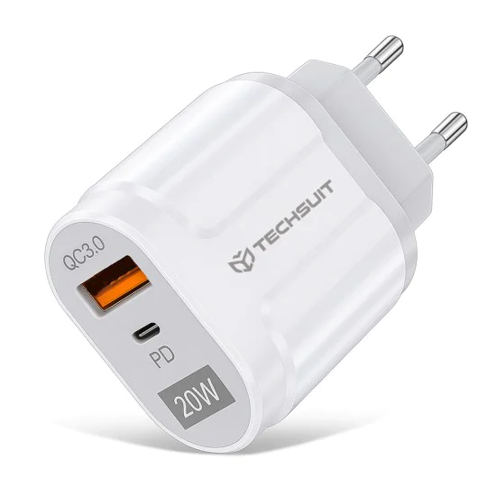 Зарядно устройство Priza USB-A, QC 3.0, USB-C, 20W - Premium (CHPD038) - Бяло