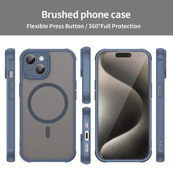 Калъф за iPhone 15 - HaloFrost II MagSafe - Тъмно Blue