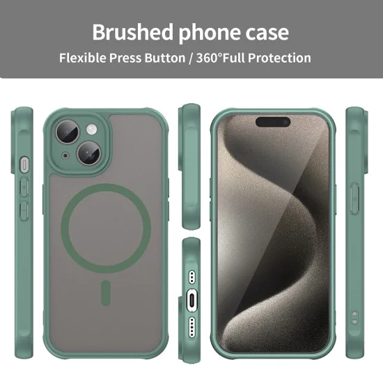 Калъф за iPhone 15 Plus - HaloFrost II MagSafe - Зелен