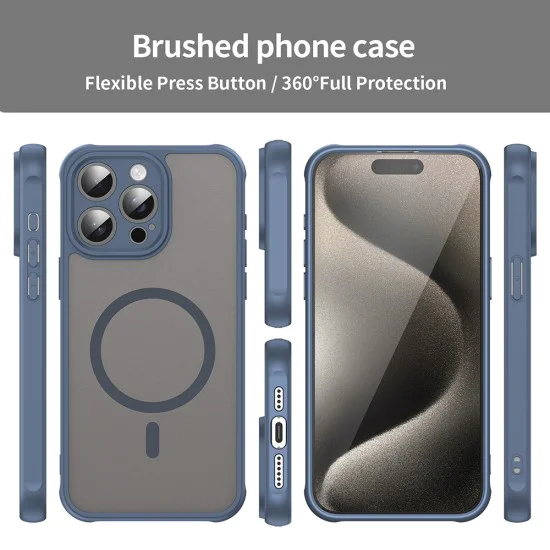Калъф за iPhone 15 Pro Max - HaloFrost II MagSafe - Тъмно Blue