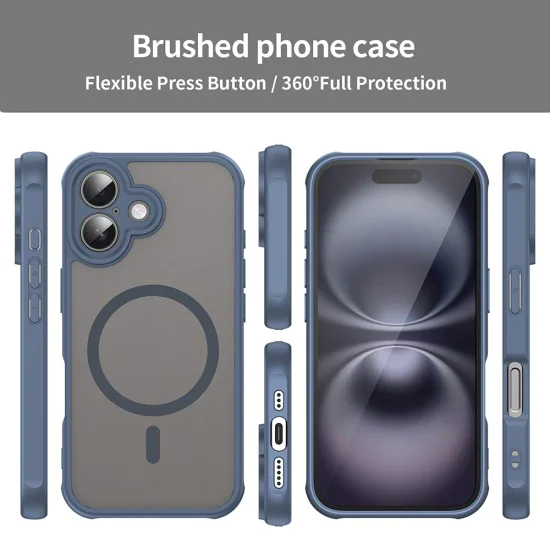 Калъф за iPhone 16 - HaloFrost II MagSafe - Тъмно Blue