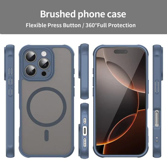 Калъф за iPhone 16 Pro - HaloFrost II MagSafe - Тъмно Blue