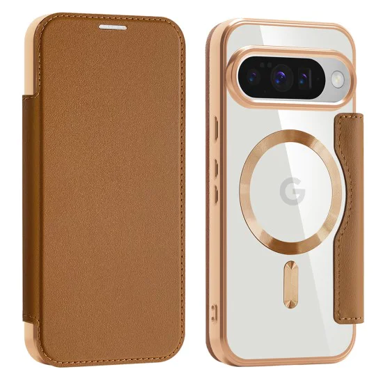 Калъф Камера за Google Pixel 10 / 10 Pro - SmartMag Book Case - Кафяв