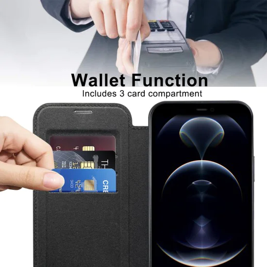 Калъф за iPhone 12 Pro Max - SmartMag Book Case - Черен