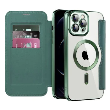 Калъф за iPhone 12 Pro Max - SmartMag Book Case - Зелен