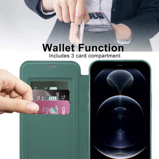 Калъф за iPhone 12 Pro Max - SmartMag Book Case - Зелен