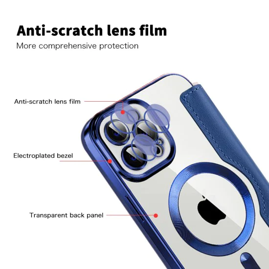 Калъф за iPhone 12 Pro Max - SmartMag Book Case - Син