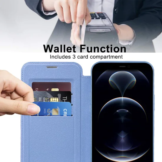Калъф за iPhone 12 Pro Max - SmartMag Book Case - Светло Син