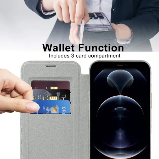Калъф за iPhone 12 Pro Max - SmartMag Book Case - Сив