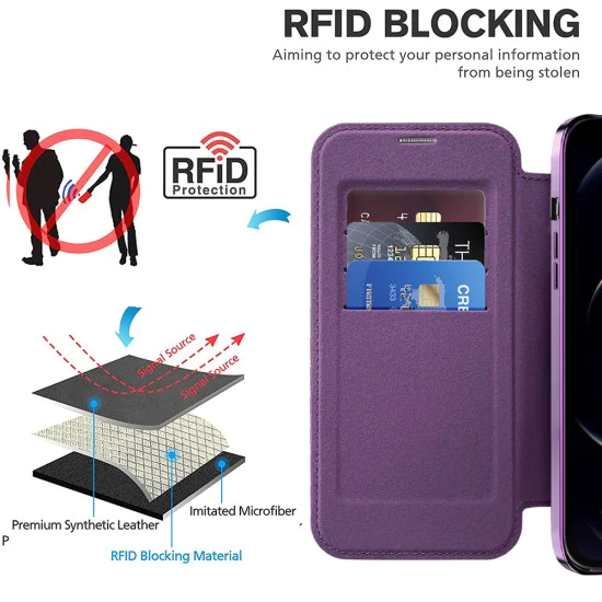 Калъф за iPhone 12 Pro Max - SmartMag Book Case - Лилав