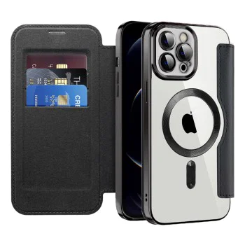 Калъф за iPhone 12 Pro - SmartMag Book Case - Черен