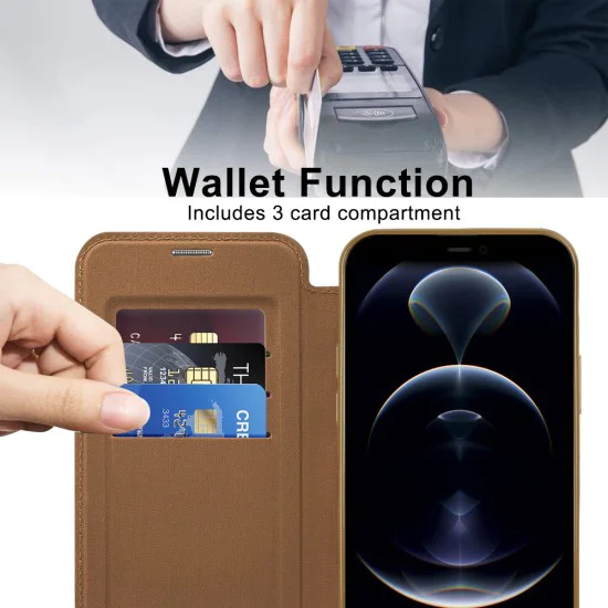 Калъф за iPhone 12 Pro - SmartMag Book Case - Кафяв
