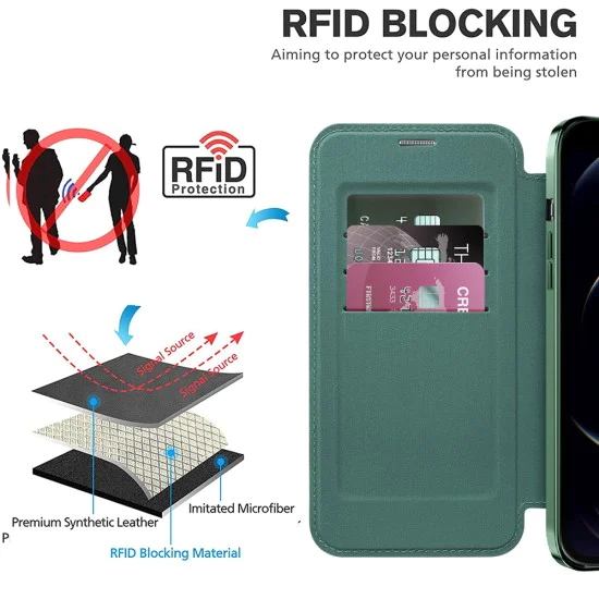 Калъф за iPhone 12 Pro - SmartMag Book Case - Зелен