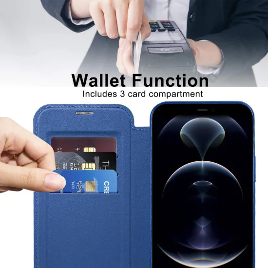 Калъф за iPhone 12 Pro - SmartMag Book Case - Син