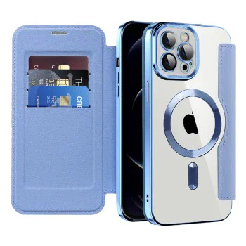 Калъф за iPhone 12 Pro - SmartMag Book Case - Светло Син