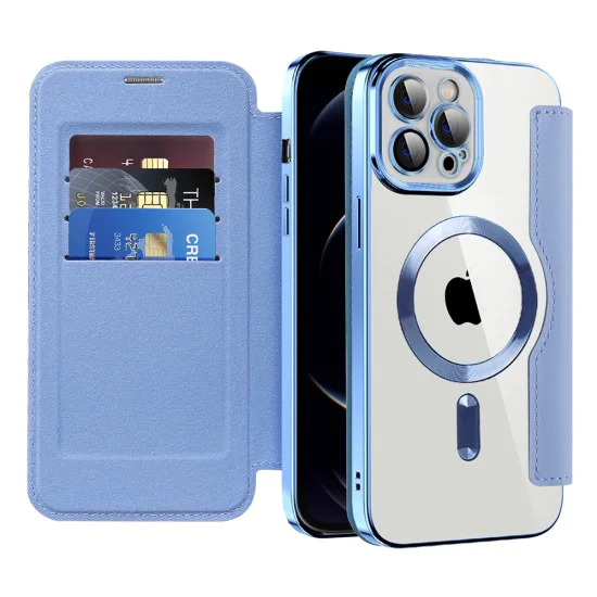 Калъф за iPhone 12 Pro - SmartMag Book Case - Светло Син