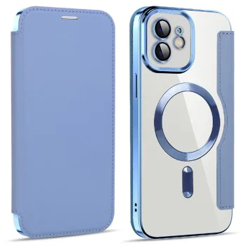 Калъф за iPhone 12 - SmartMag Book Case - Светло Син