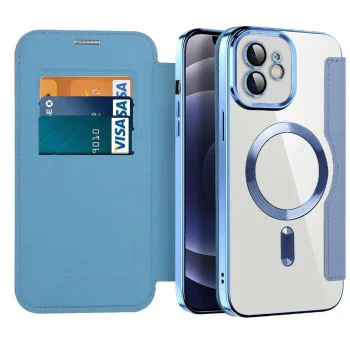 Калъф за iPhone 12 - SmartMag Book Case - Светло Син