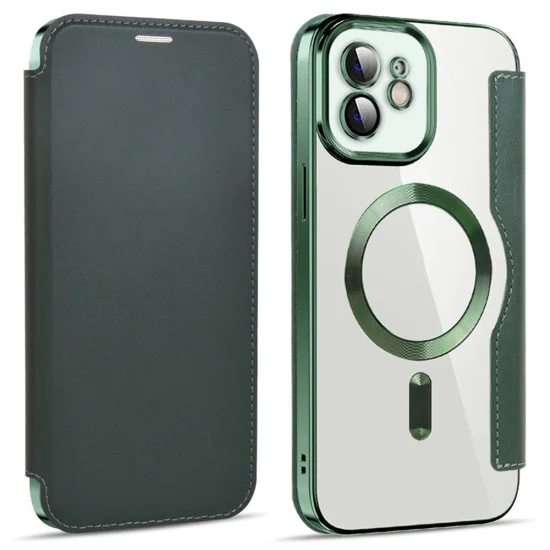 Калъф за iPhone 12 - SmartMag Book Case - Зелен