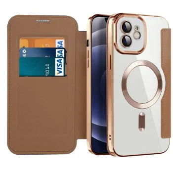 Калъф за iPhone 12 - SmartMag Book Case - Кафяв