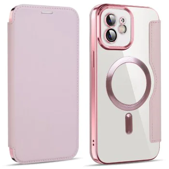 Калъф за iPhone 12 - SmartMag Book Case - Розов
