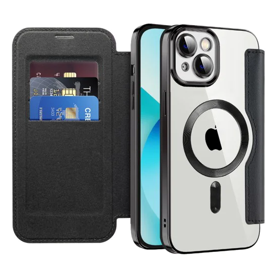 Калъф за iPhone 13 - SmartMag Book Case - Черен