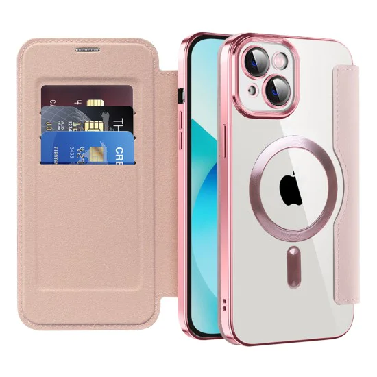Калъф за iPhone 13 - SmartMag Book Case - Розов