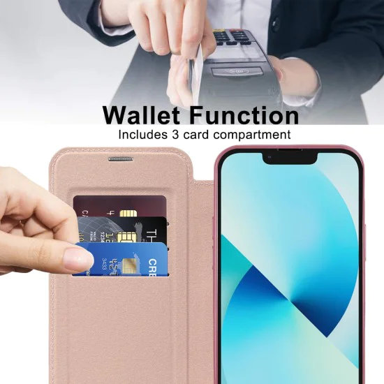 Калъф за iPhone 13 - SmartMag Book Case - Розов
