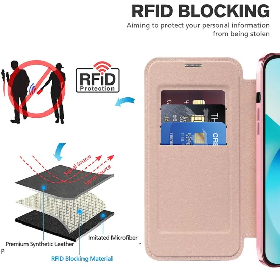 Калъф за iPhone 13 - SmartMag Book Case - Розов