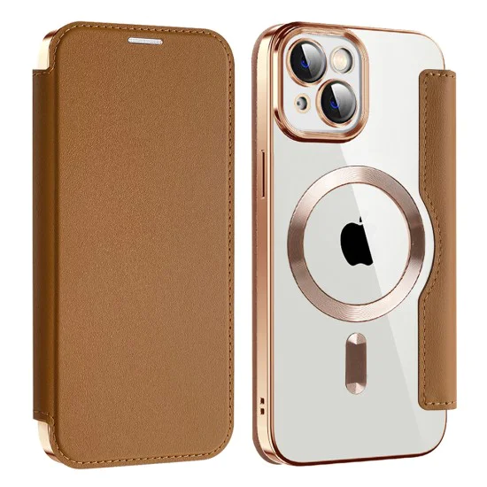 Калъф за iPhone 13 - SmartMag Book Case - Кафяв