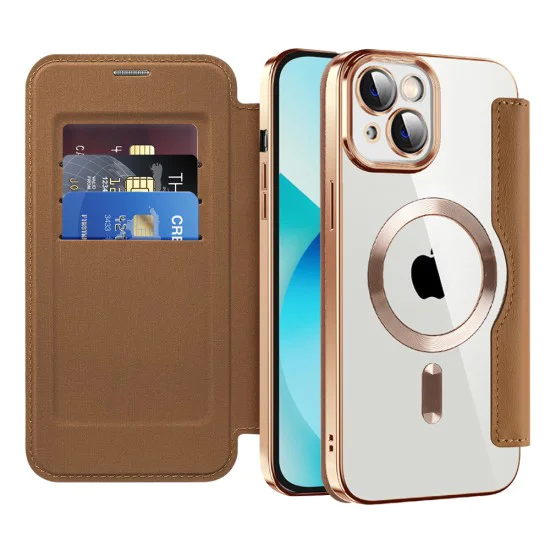 Калъф за iPhone 13 - SmartMag Book Case - Кафяв