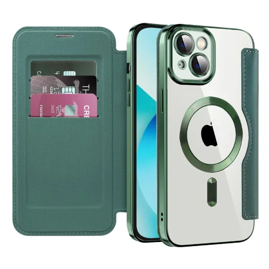 Калъф за iPhone 13 - SmartMag Book Case - Зелен