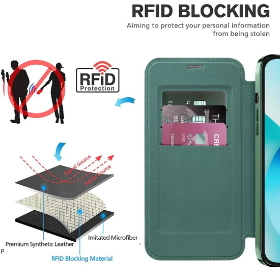 Калъф за iPhone 13 - SmartMag Book Case - Зелен