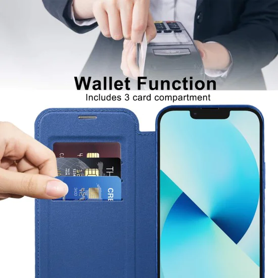 Калъф за iPhone 13 - SmartMag Book Case - Син