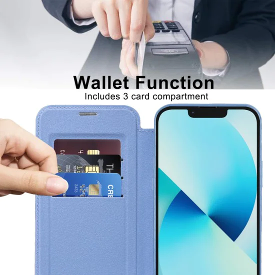 Калъф за iPhone 13 - SmartMag Book Case - Светло Син