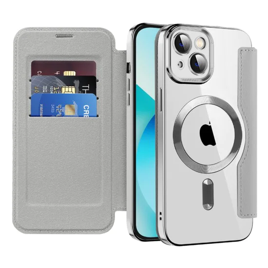 Калъф за iPhone 13 - SmartMag Book Case - Сив