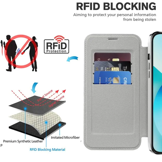 Калъф за iPhone 13 - SmartMag Book Case - Сив
