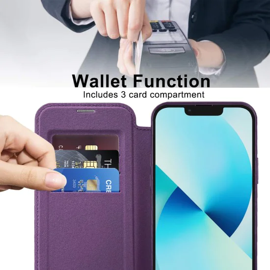 Калъф за iPhone 13 - SmartMag Book Case - Лилав