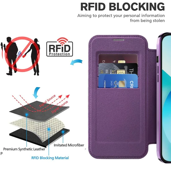 Калъф за iPhone 13 - SmartMag Book Case - Лилав
