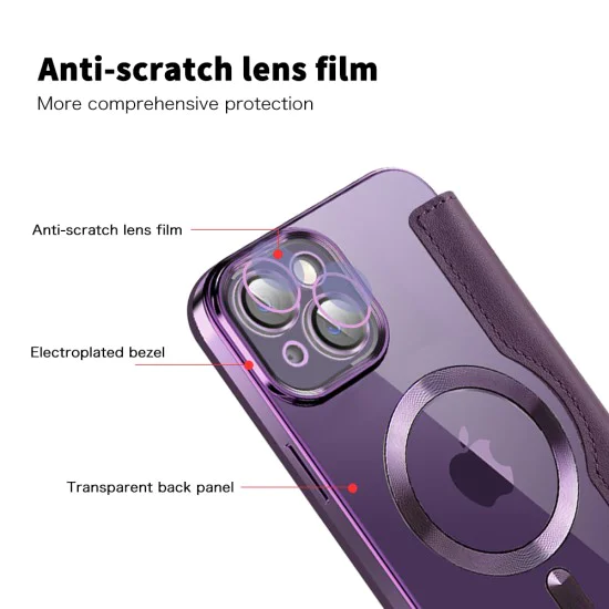 Калъф за iPhone 13 - SmartMag Book Case - Лилав