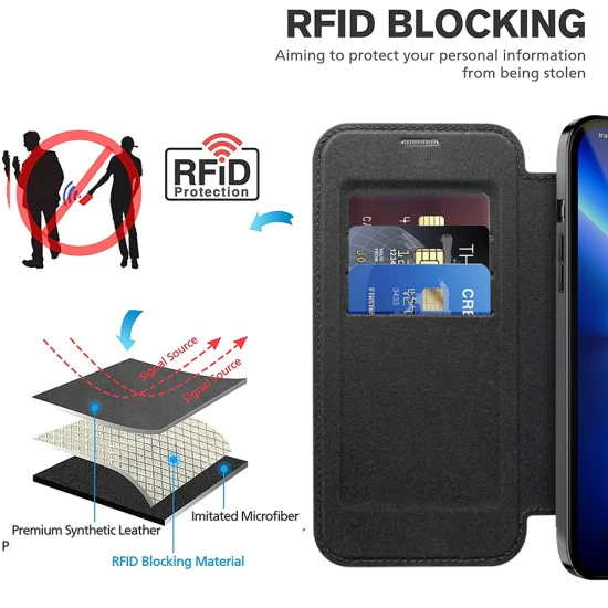 Калъф за iPhone 13 Pro - SmartMag Book Case - Черен